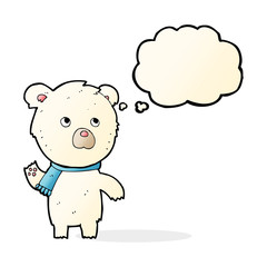 cartoon cute polar bear with thought bubble