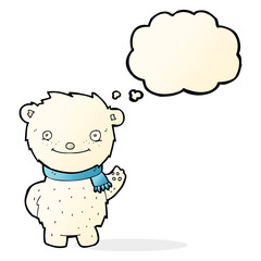 cartoon cute polar bear with thought bubble