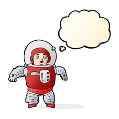 cartoon space man with thought bubble