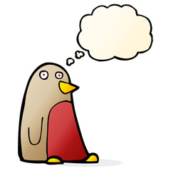 cartoon robin with thought bubble
