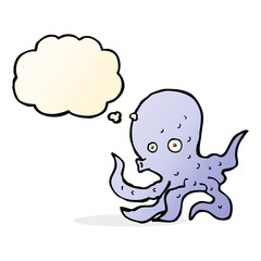 cartoon octopus with thought bubble