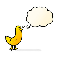 cartoon bird with thought bubble