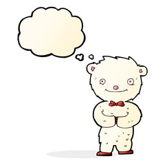cartoon little polar bear with thought bubble