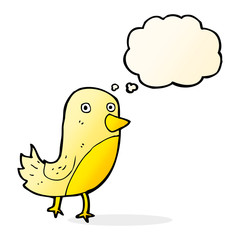cartoon yellow bird with thought bubble