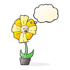 cartoon flower with thought bubble