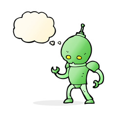 cartoon alien robot with thought bubble