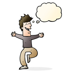 Fototapeta premium cartoon laughing man with thought bubble