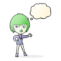 cartoon vampire girl with thought bubble