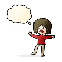 cartoon unhappy person with thought bubble