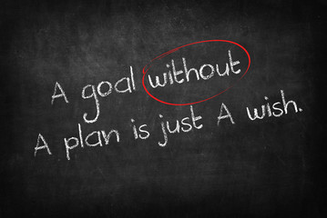 Fototapeta na wymiar a goal without a plan is just a wish words on Blackboard