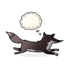 cartoon running wolf with thought bubble