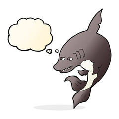 funny cartoon shark with thought bubble