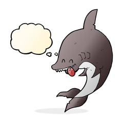 funny cartoon shark with thought bubble