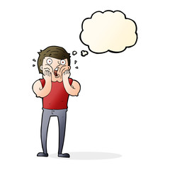 cartoon gasping man with thought bubble