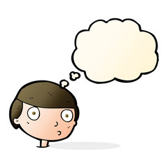 cartoon boy staring with thought bubble