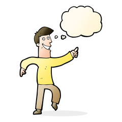 Fototapeta premium cartoon grinning man with thought bubble