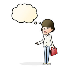 cartoon arrogant businessman pointing with thought bubble