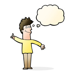 cartoon man with idea with thought bubble