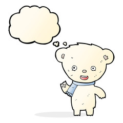 cartoon cute polar bear with thought bubble