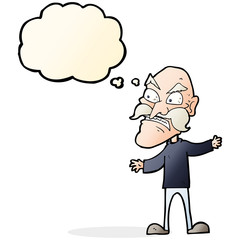 cartoon angry old man with thought bubble
