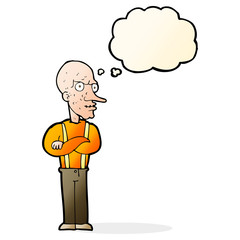cartoon mean old man with thought bubble