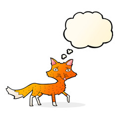 cartoon little fox with thought bubble