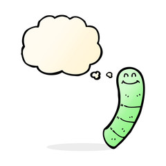 cartoon worm with thought bubble
