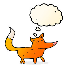 cartoon little fox with thought bubble