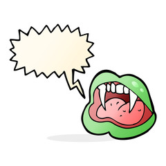 cartoon vampire lips with thought bubble