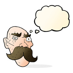 cartoon angry old man with thought bubble
