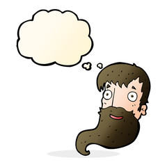 cartoon bearded man with thought bubble
