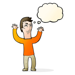 cartoon angry man with thought bubble
