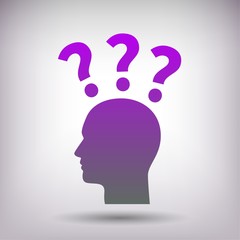 Pictograph of question mark and man