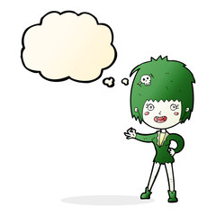 cartoon vampire girl with thought bubble