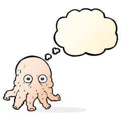 cartoon alien squid face with thought bubble