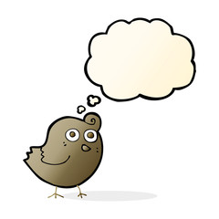 funny cartoon bird with thought bubble