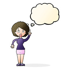 cartoon woman with idea with thought bubble