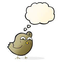cartoon funny bird with thought bubble