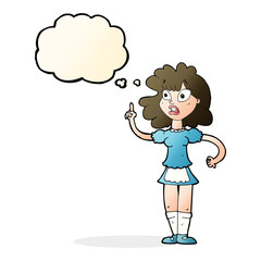 cartoon worried maid with thought bubble