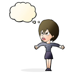 cartoon annoyed girl with thought bubble