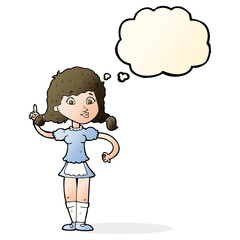 cartoon pretty maid woman with thought bubble