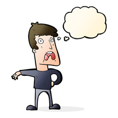 cartoon complaining man with thought bubble