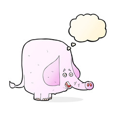 cartoon pink elephant with thought bubble