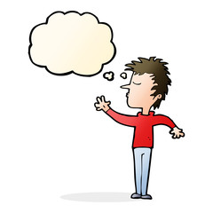 cartoon dismissive man with thought bubble