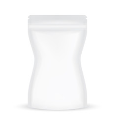 VECTOR PACKAGING: White gray resealable storage packaging bag on isolated white background. Mock-up template ready for design