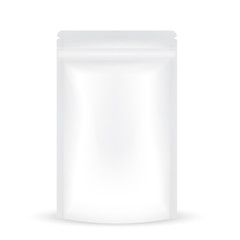 VECTOR PACKAGING: White gray resealable storage packaging bag on isolated white background. Mock-up template ready for design