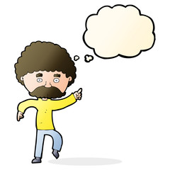 cartoon seventies style man disco dancing with thought bubble