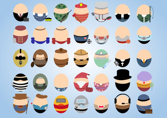 Collection egg characters of my job ; vector illustration