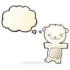 cartoon polar bear cub with thought bubble