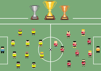 Abstract pixel characters soccer ; vector illustation